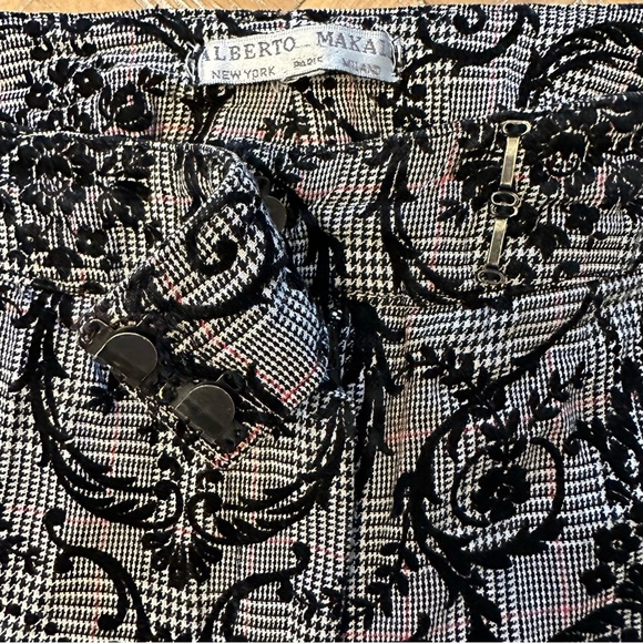 Vintage Alberto Makali Velvet Paisley Plaid Pants Size 4 - Picture 8 of 11